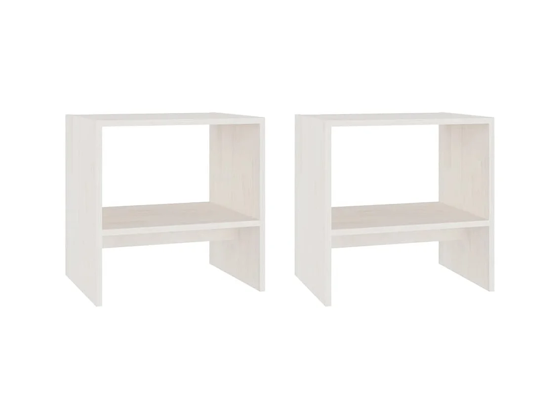 Comodini 2 pz Bianco 40x30,5x40 cm Legno di pino massiccio