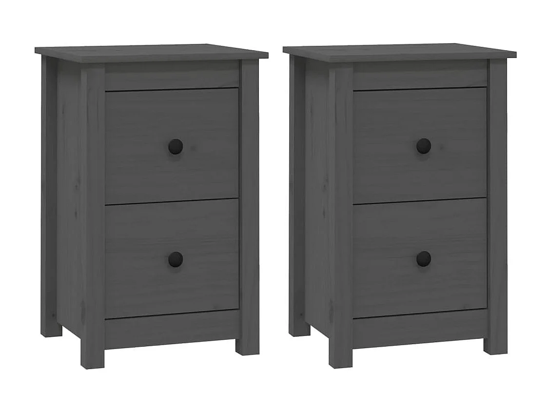 Tables de chevet 2 pcs Gris 40x35x61,5 cm Bois de pin massif