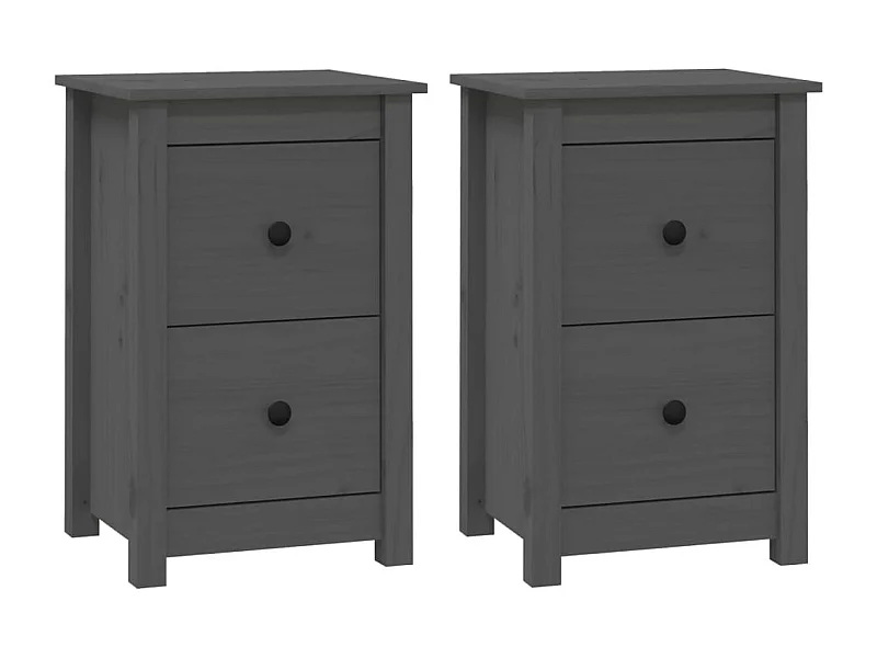Tables de chevet 2 pcs Gris 40x35x61,5 cm Bois de pin massif