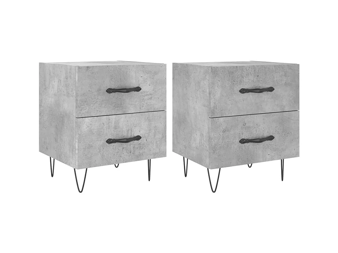 Tables de chevet 2pcs gris béton 40x35x47,5cm bois d’ingénierie