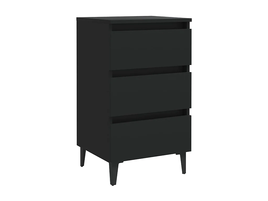 Comodino con gambe in metallo Nero 40x35x69 cm