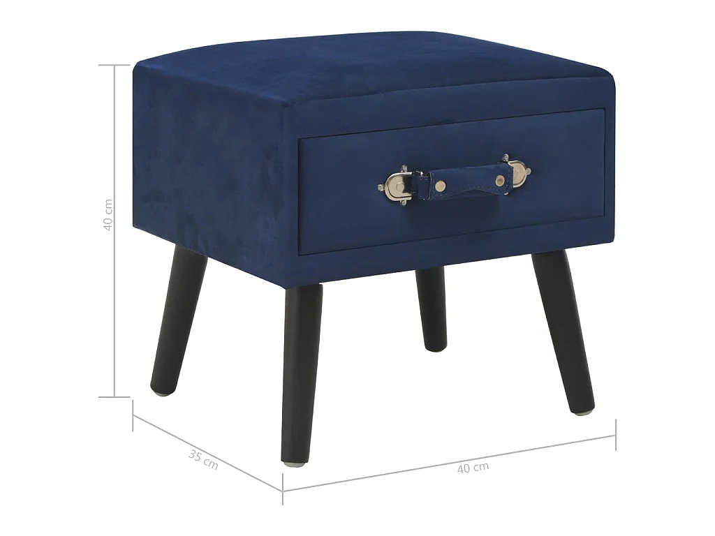 Mesitas de noche 2 uds Azul 40x35x40 cm Terciopelo