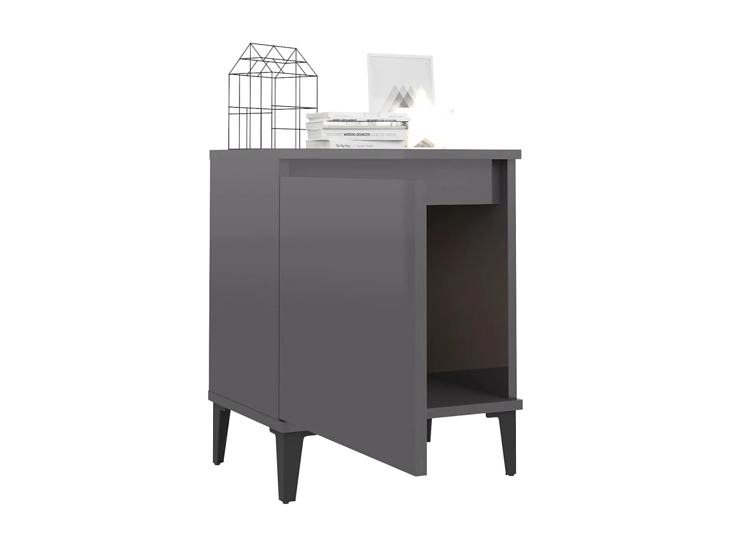 Table de chevet avec pieds en métal Gris brillant 40x30x50 cm