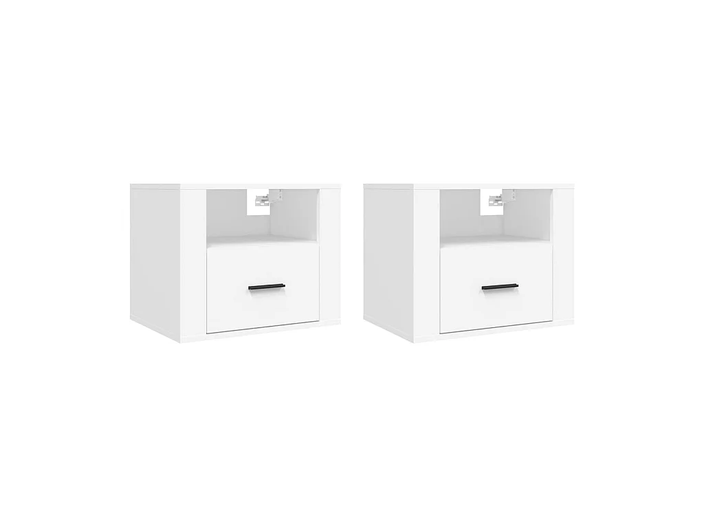 Comodini Sospesi 2 pz Bianco 50x36x40 cm