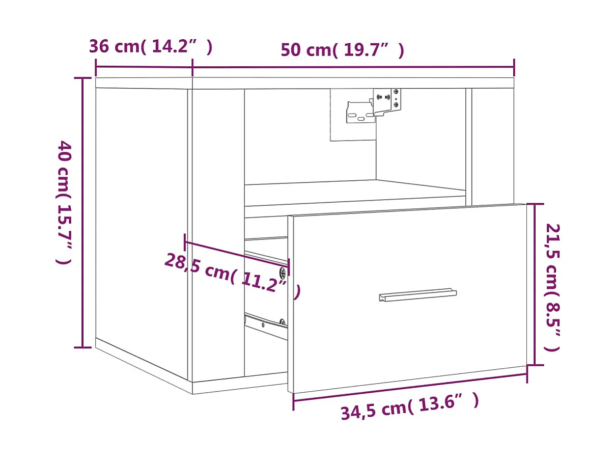 Tables de chevet murales 2 pcs Blanc 50x36x40 cm