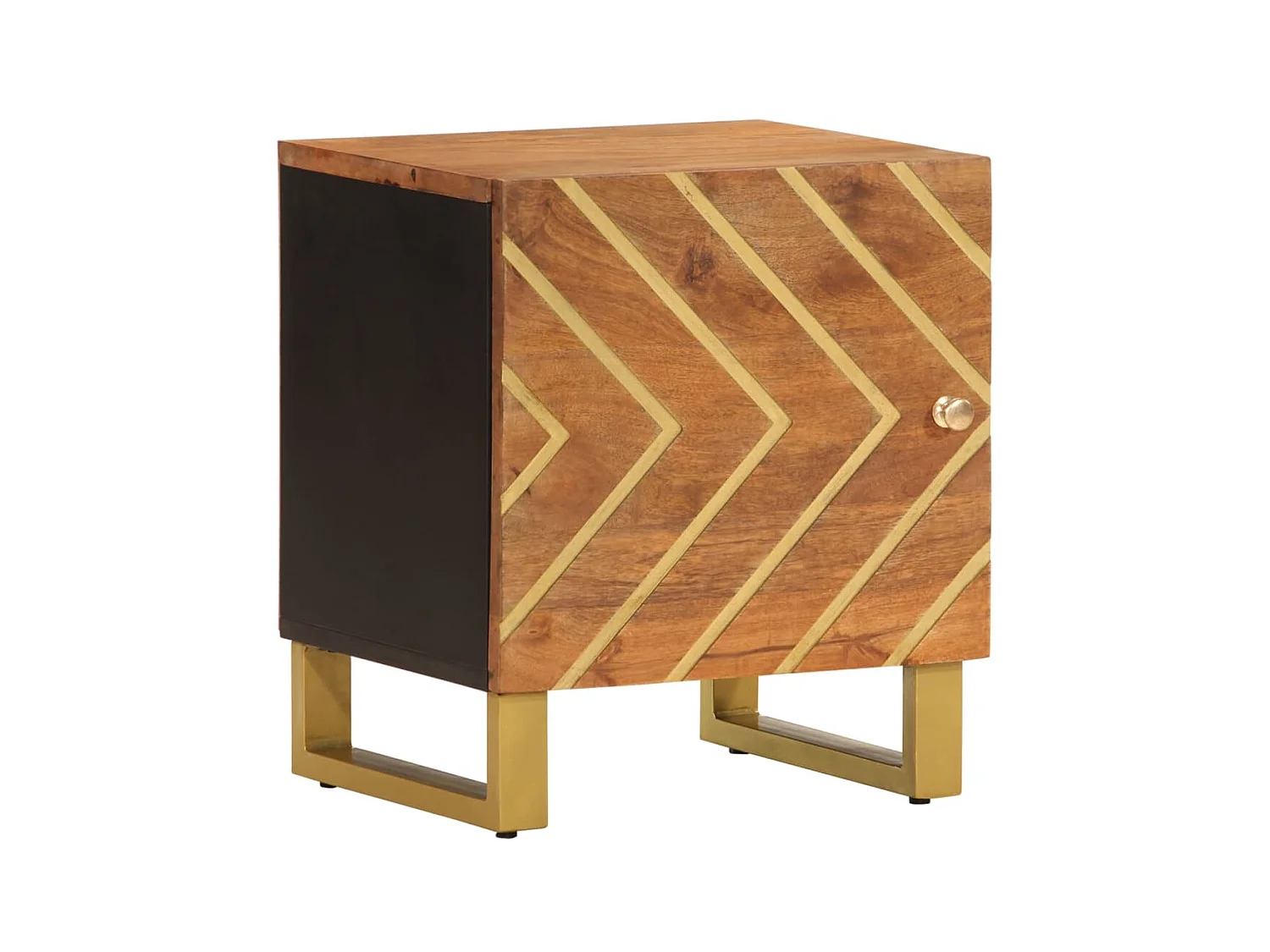 Table de chevet marron et noir bois de manguier solide