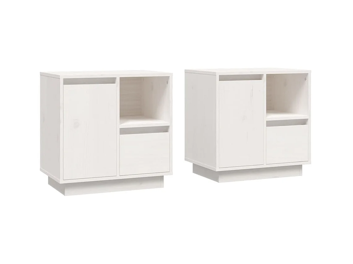 Tables de chevet 2 pcs Blanc 50x34x50 cm Bois de pin massif