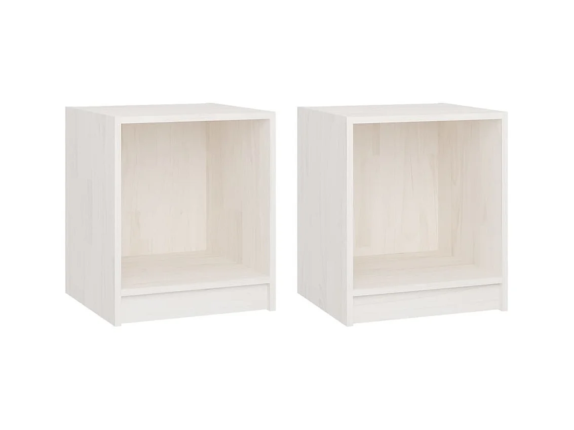 Comodini 2 pz Bianco 35,5x33,5x41,5 cm Pino massiccio