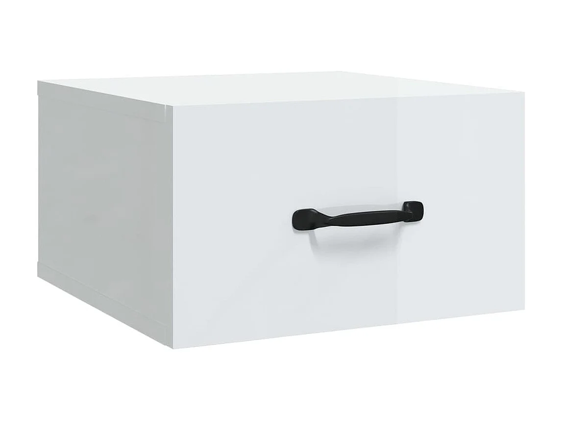 Table de chevet murale Blanc brillant 35x35x20 cm