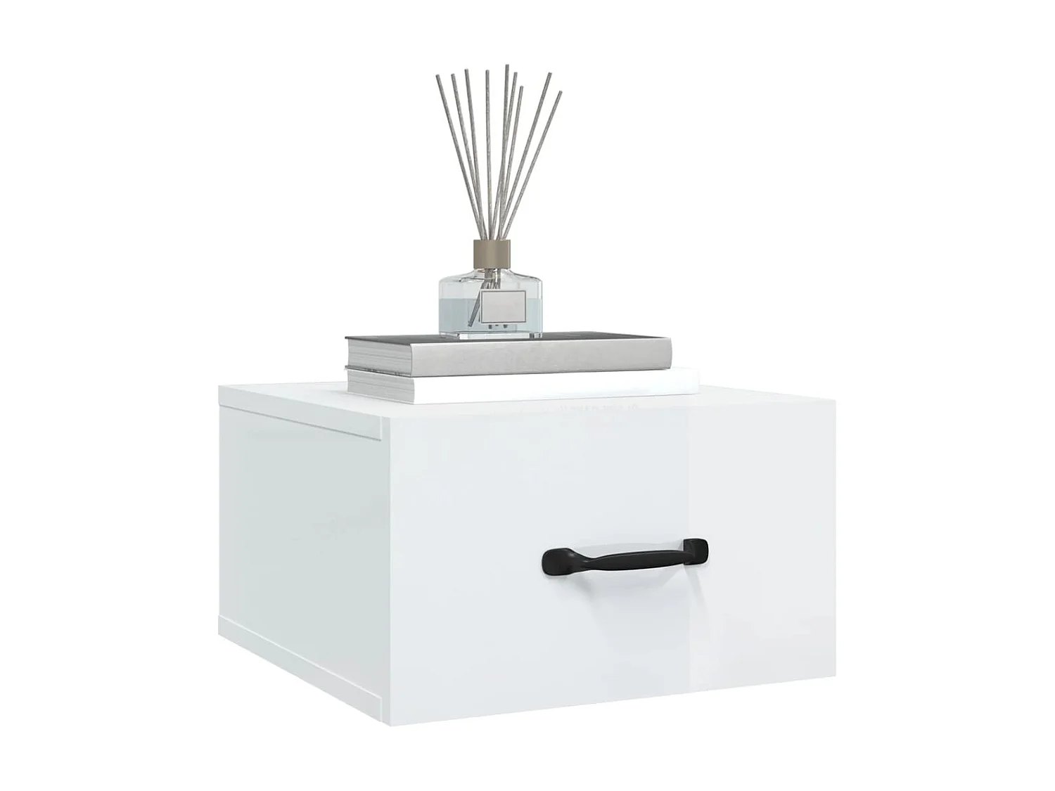 Table de chevet murale Blanc brillant 35x35x20 cm