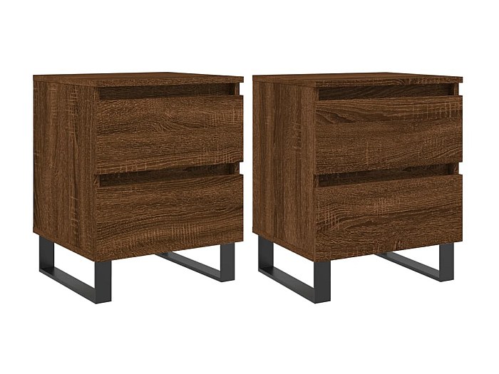 vidaXL Nachtkastjes met LED 2 st bewerkt hout bruin eikenkleur