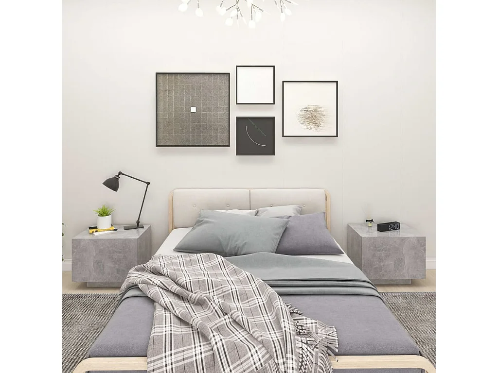 Comodino Grigio cemento 100x35x40 cm Truciolare