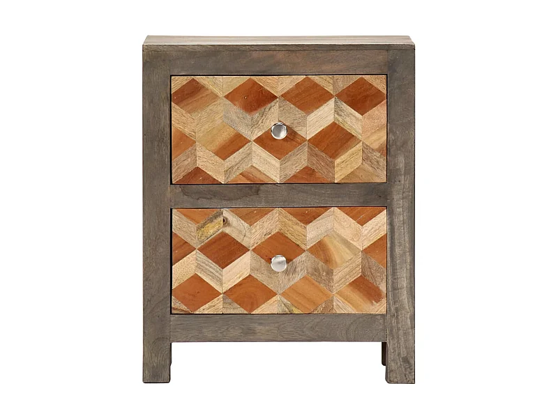 Mesa de cabeceira cinza 40x30x50 cm madeira de mangueira maciça