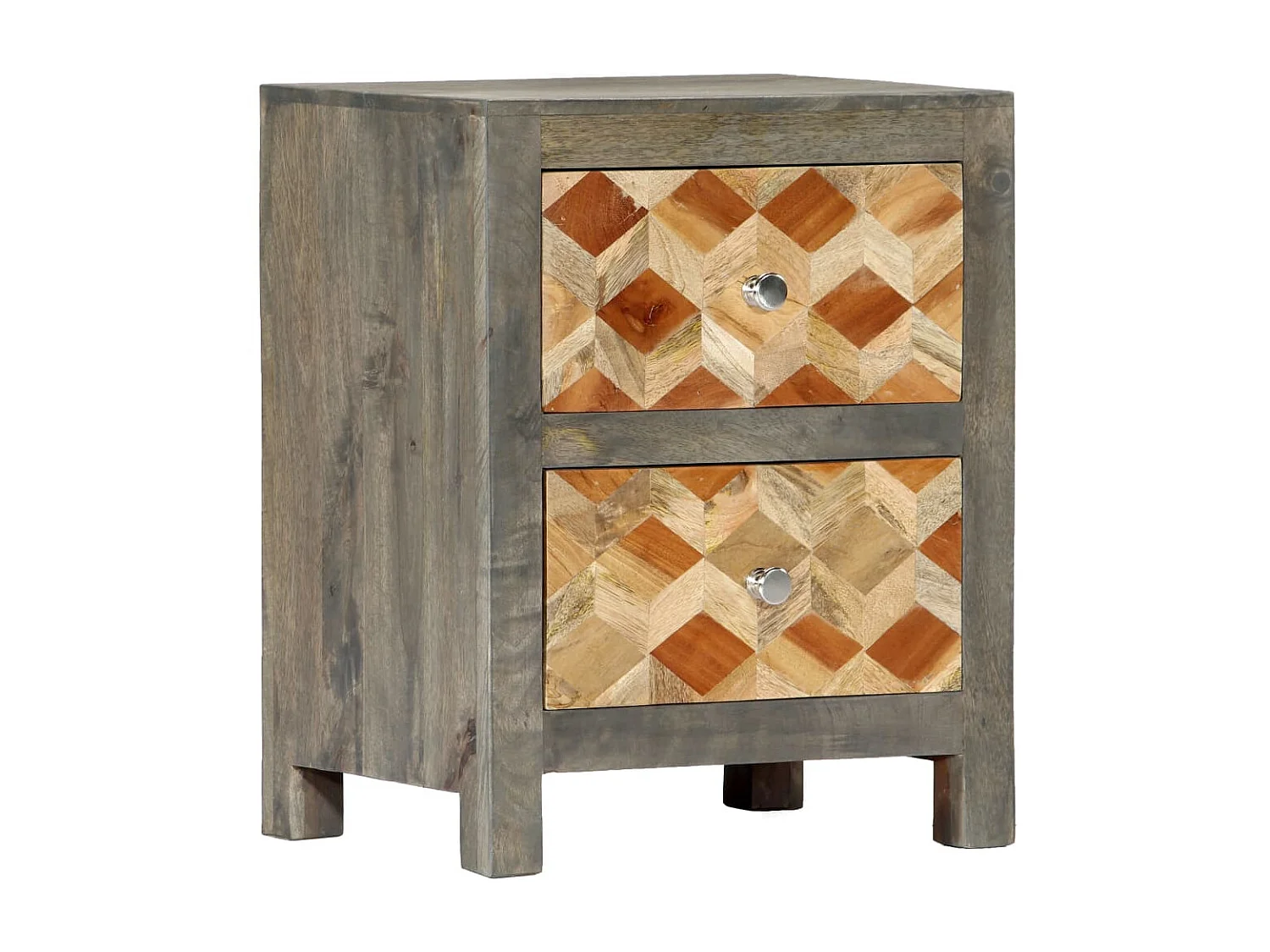 Table de chevet Gris 40x30x50 cm Bois de manguier massif