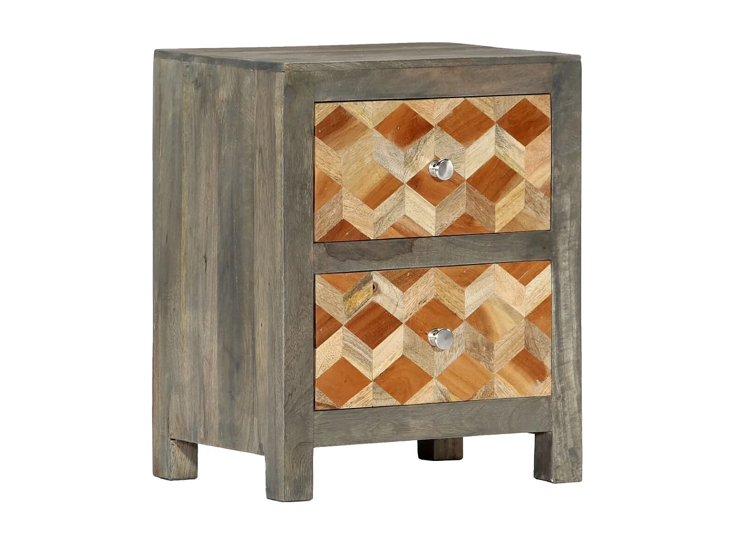 Table de chevet Gris 40x30x50 cm Bois de manguier massif