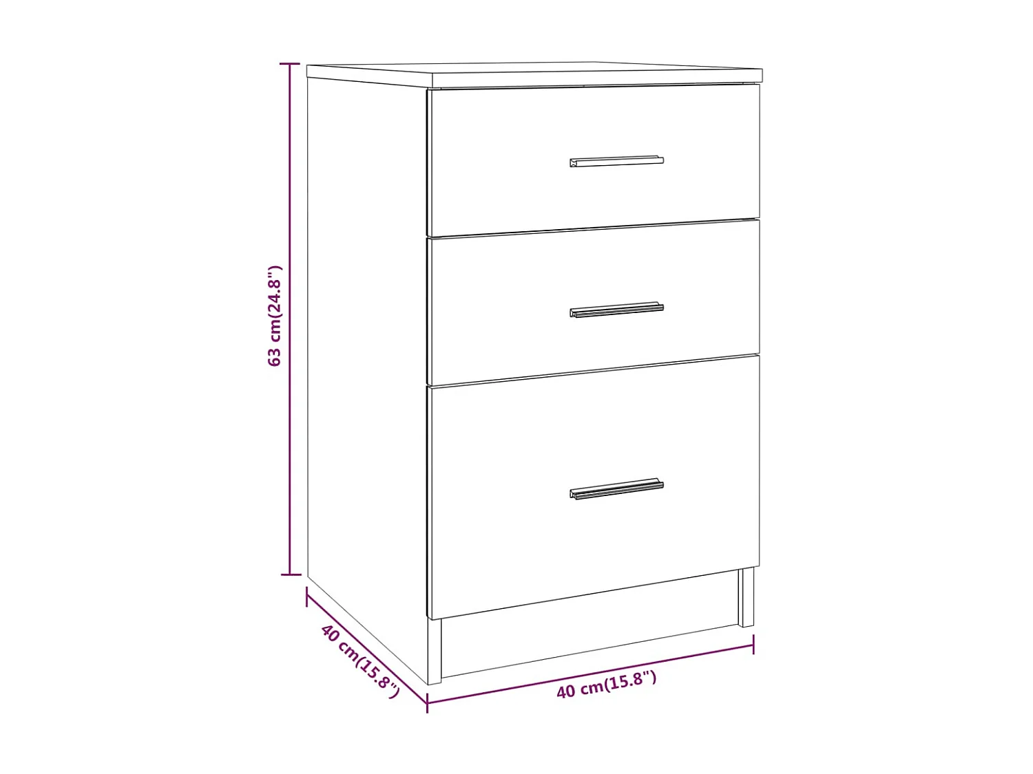 Comodino Sonoma grigio 40x40x63 cm MDF