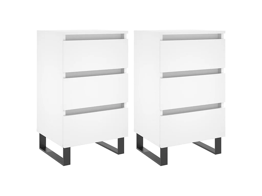 Mesas de cabeceira 2 unidades brancas 40x35x69 cm madeira trabalhada