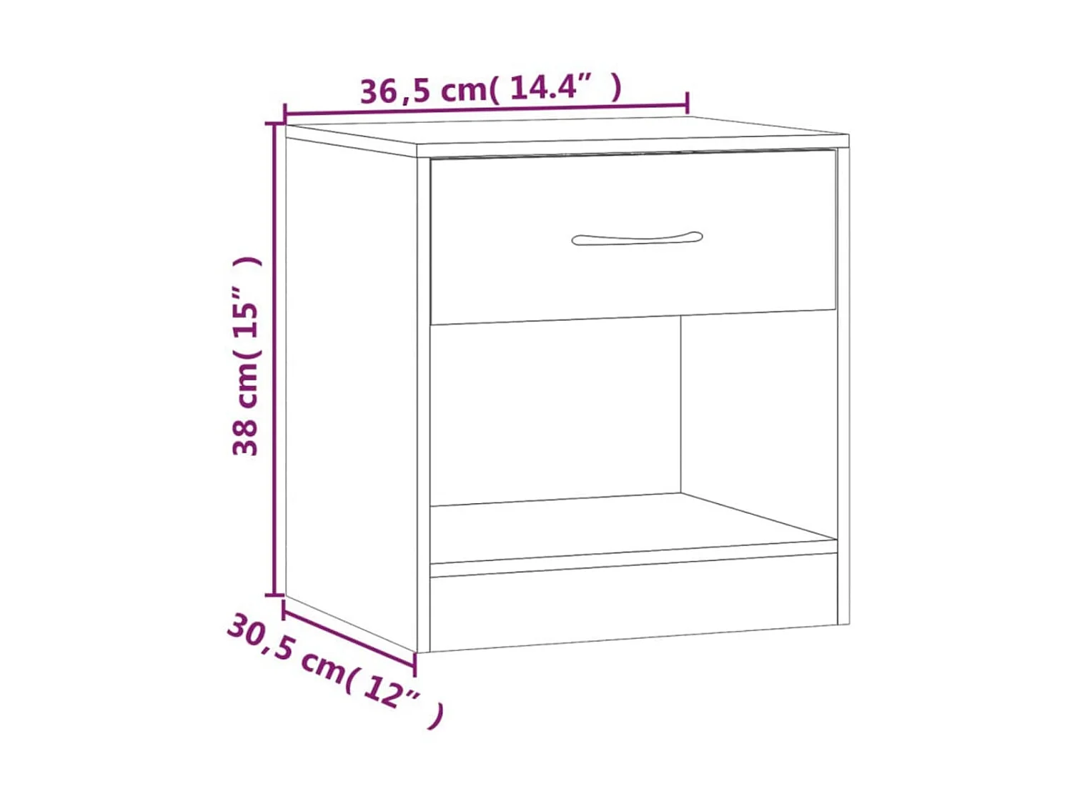 Comodino 2 pezzi con cassetto Bianco