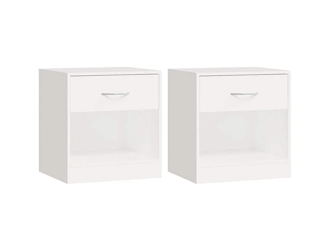 Comodino 2 pezzi con cassetto Bianco