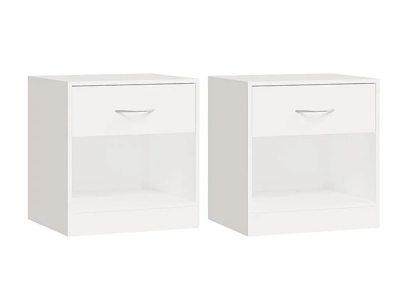 Table de chevet 2 pcs avec tiroir Blanc
