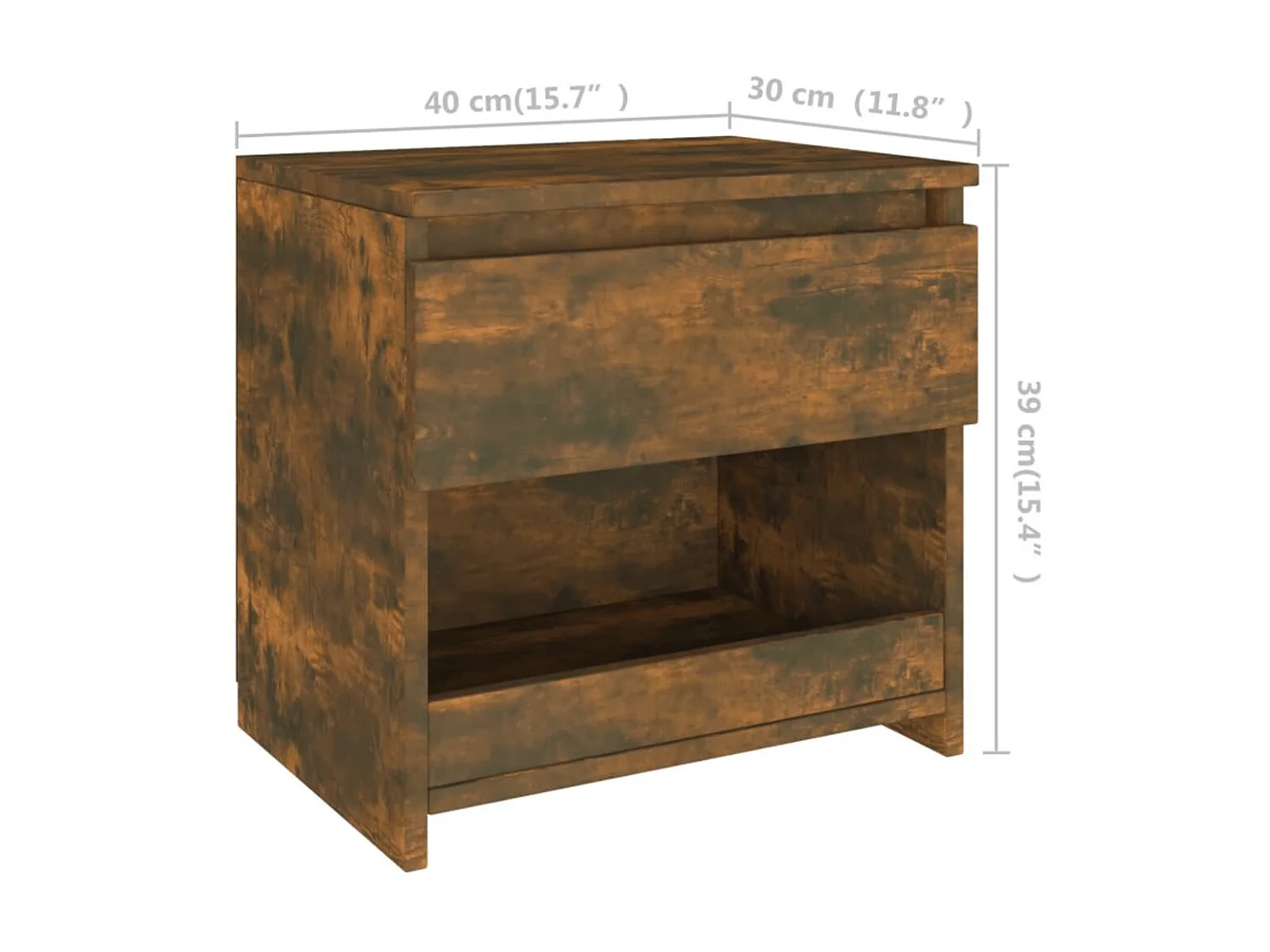 Mesita de noche Roble ahumado 40x30x39 cm Madera contrachapada