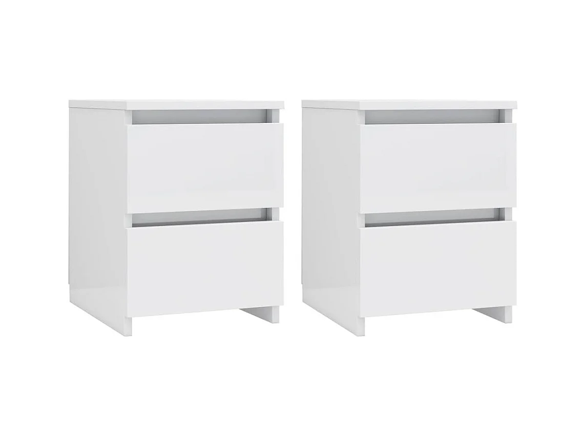 Nachtkastjes 2 stuks Glanzend wit 30 x 30 x 40 cm Spaanplaat