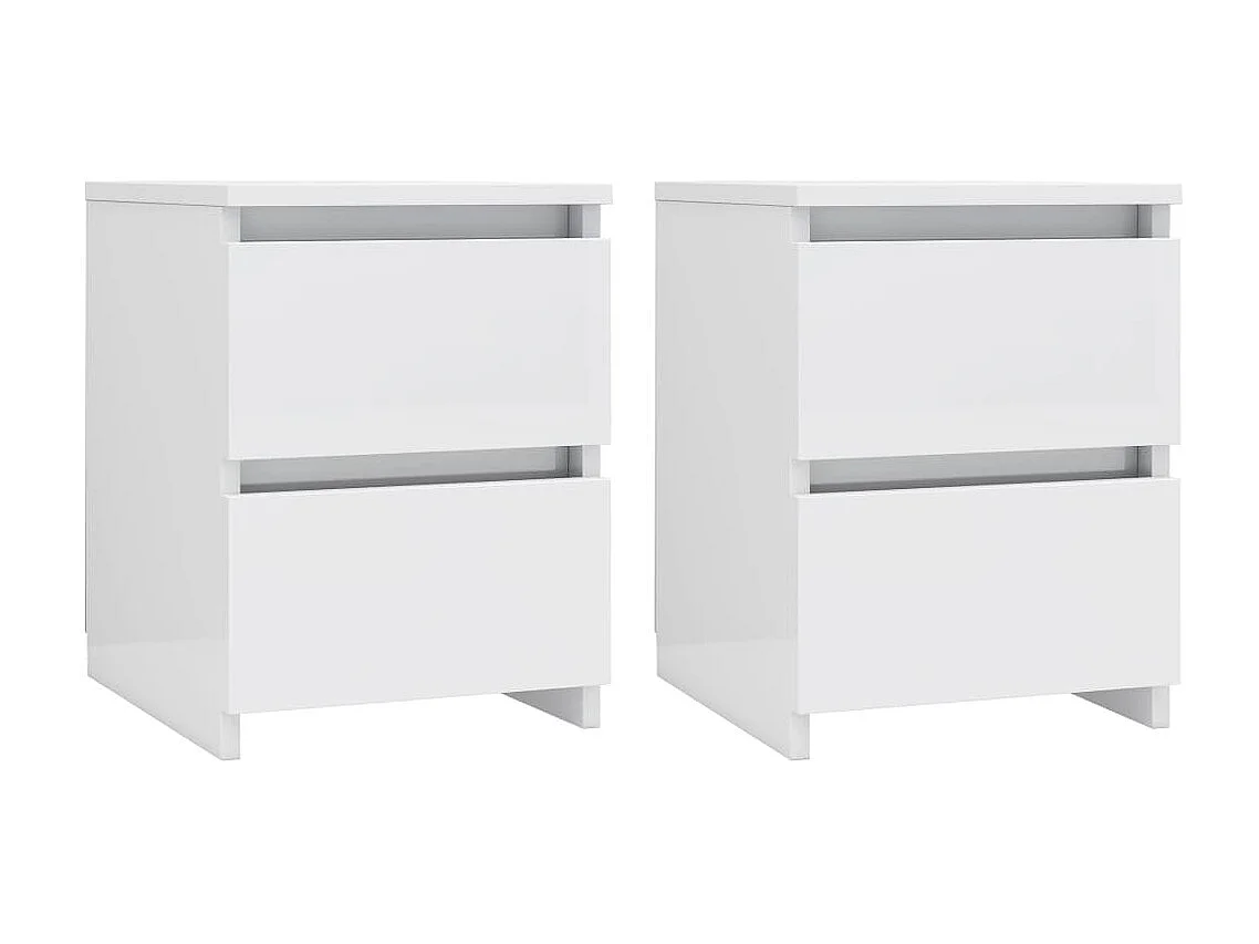 Tables de chevet 2 pcs Blanc brillant 30 x 30 x 40 cm Aggloméré