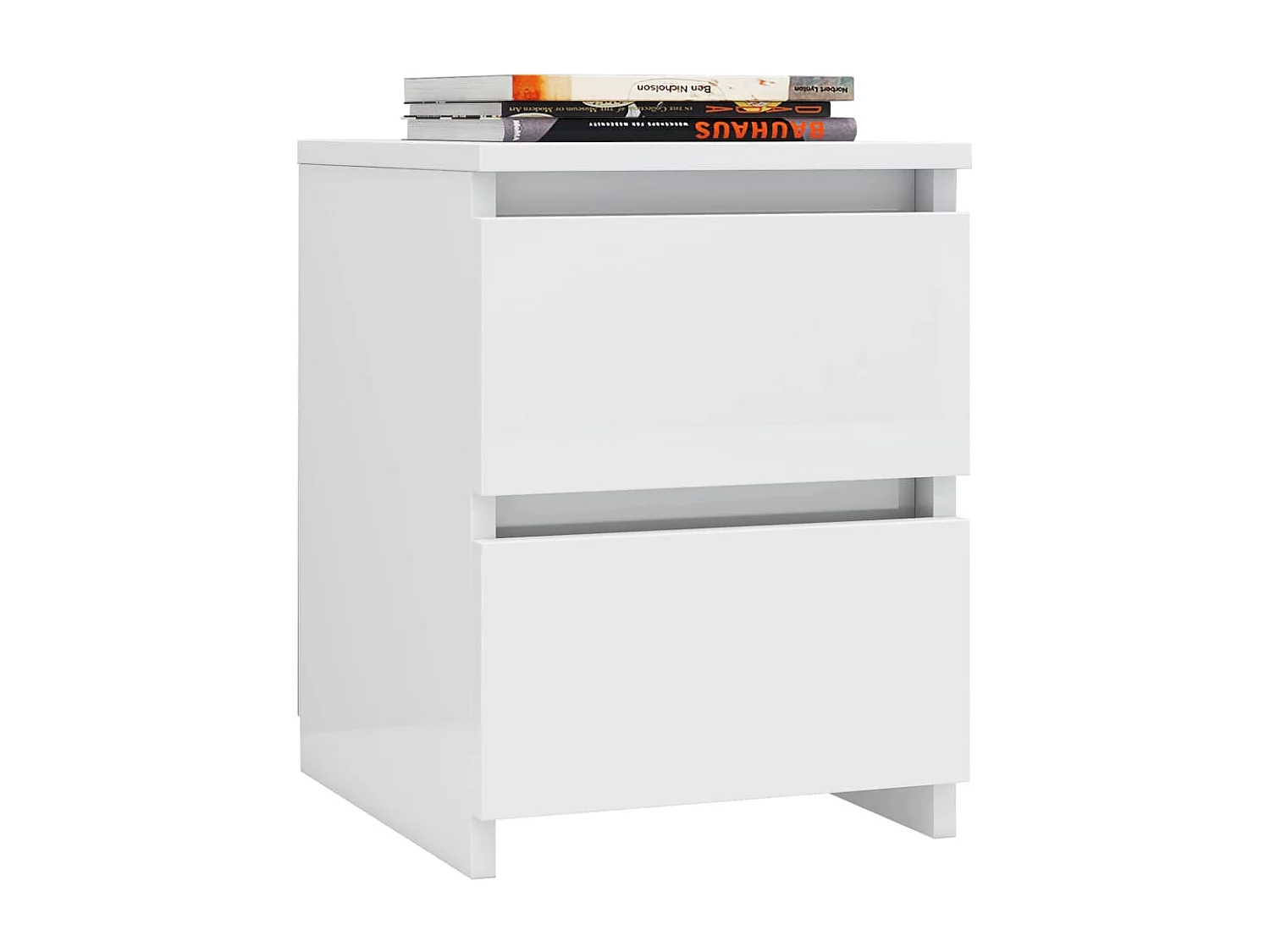 Tables de chevet 2 pcs Blanc brillant 30 x 30 x 40 cm Aggloméré