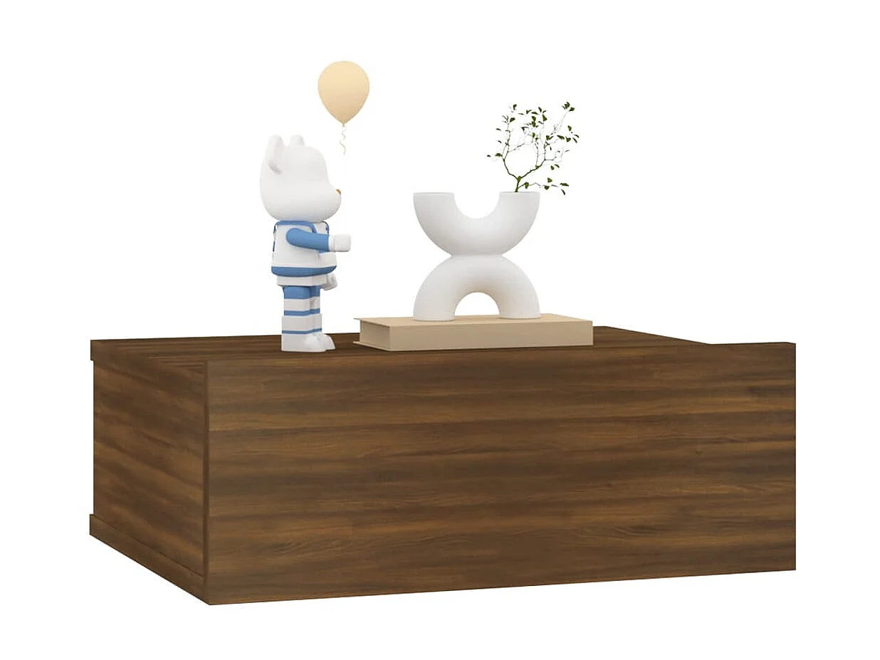 Comodino sospeso Rovere marrone 40x30x15 cm