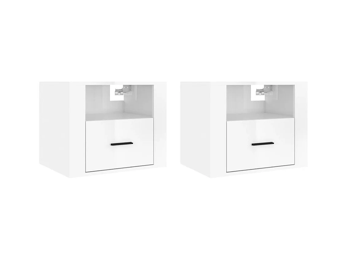 Nachtkastjes voor wandmontage 2 stuks Glanzend wit 50x36x40 cm