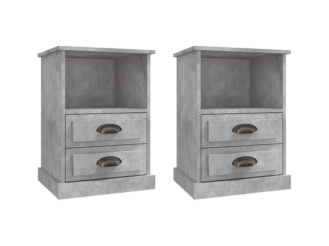 Tables de chevet 2 pcs gris béton 43x36x60 cm
