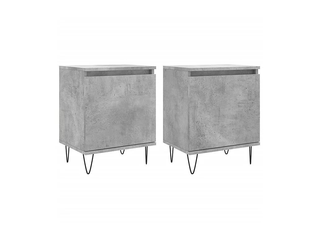 Tables de chevet 2 pcs gris béton 40x30x50 cm bois d'ingénierie