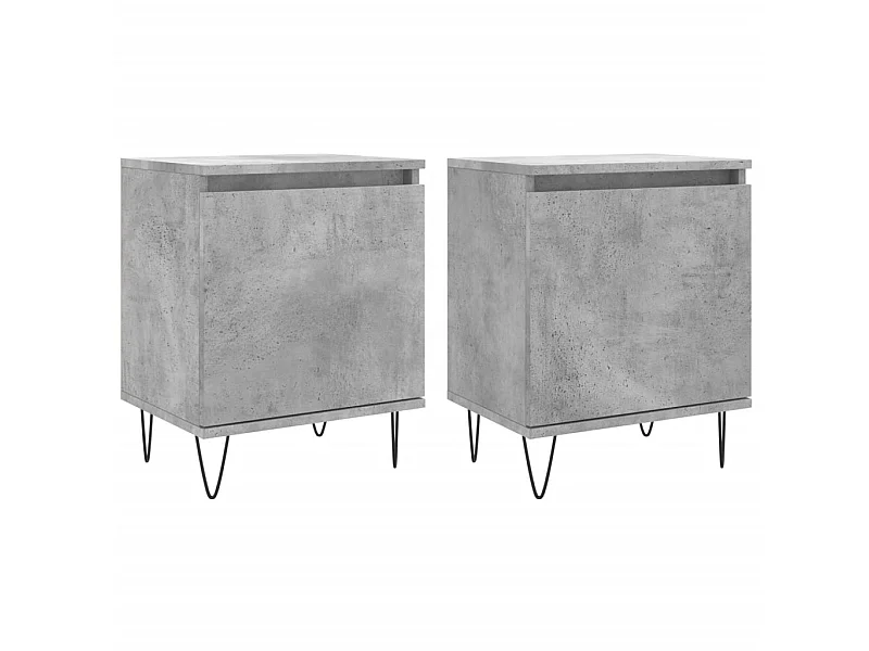 Tables de chevet 2 pcs gris béton 40x30x50 cm bois d'ingénierie