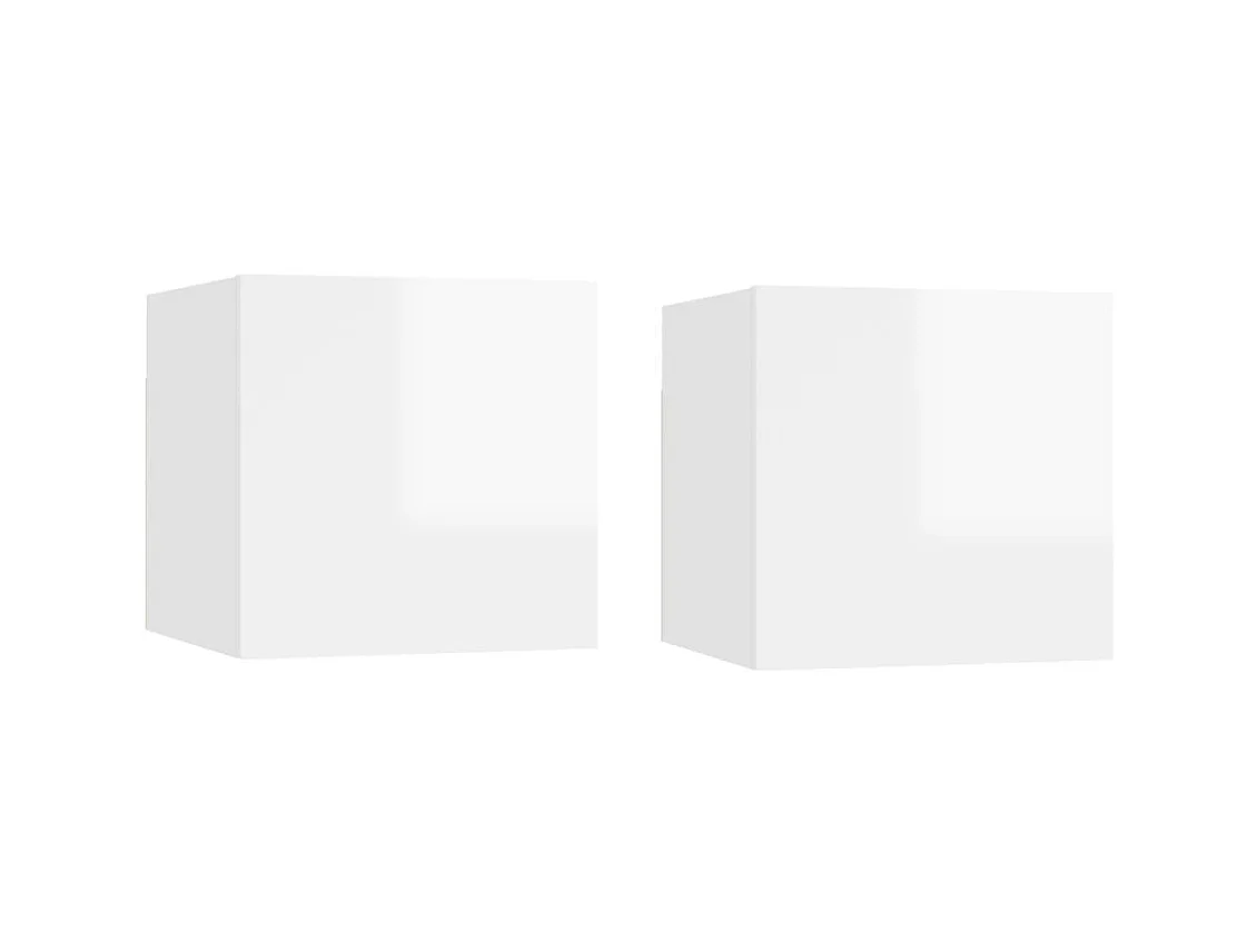 Tables de chevet 2 pcs Blanc brillant 30,5x30x30 cm Aggloméré