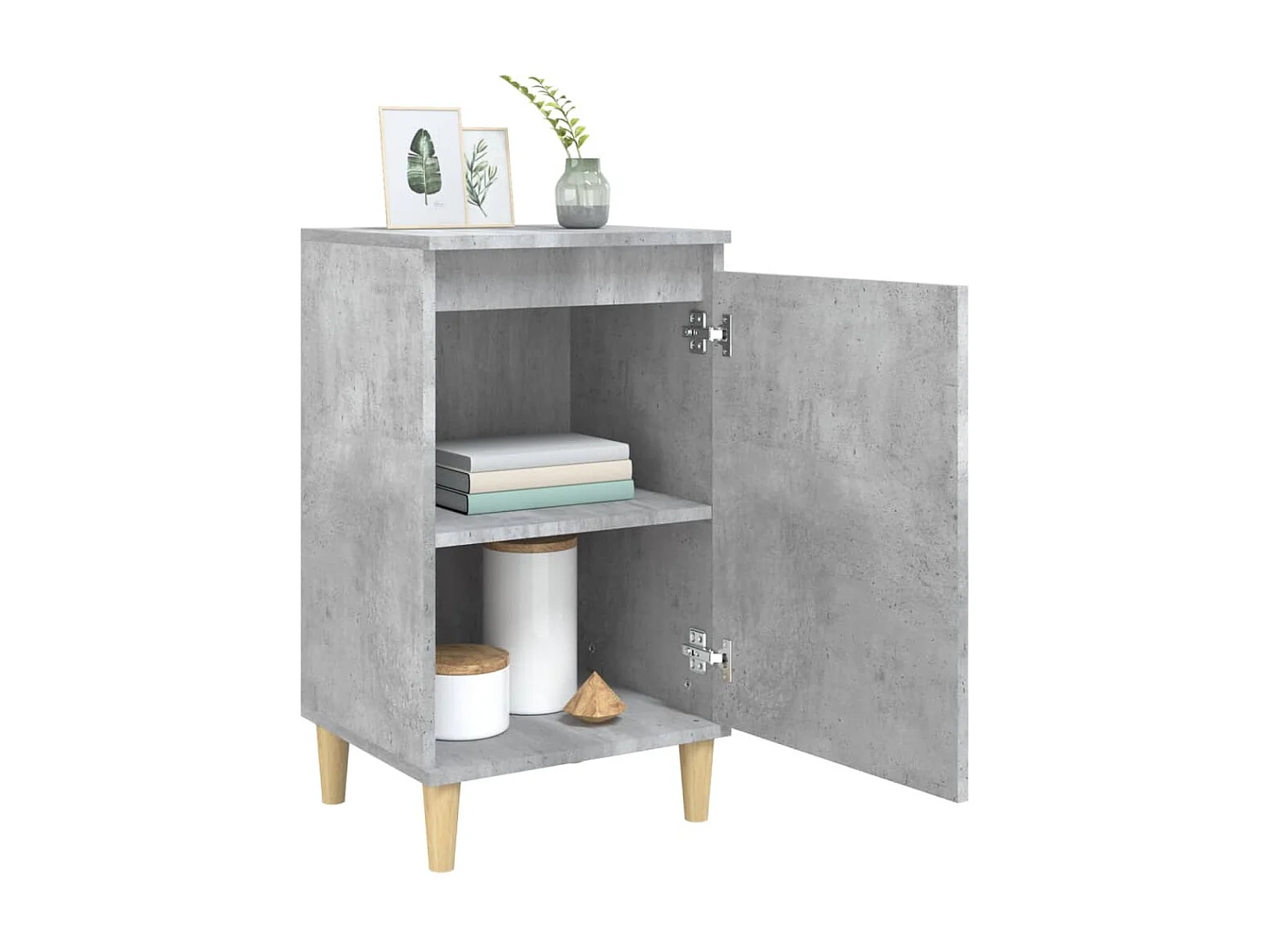 Table de chevet gris béton 40x35x70 cm bois d'ingénierie