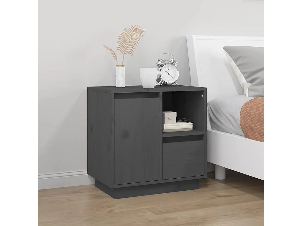 Tables de chevet 2 pcs Gris 50x34x50 cm Bois de pin massif