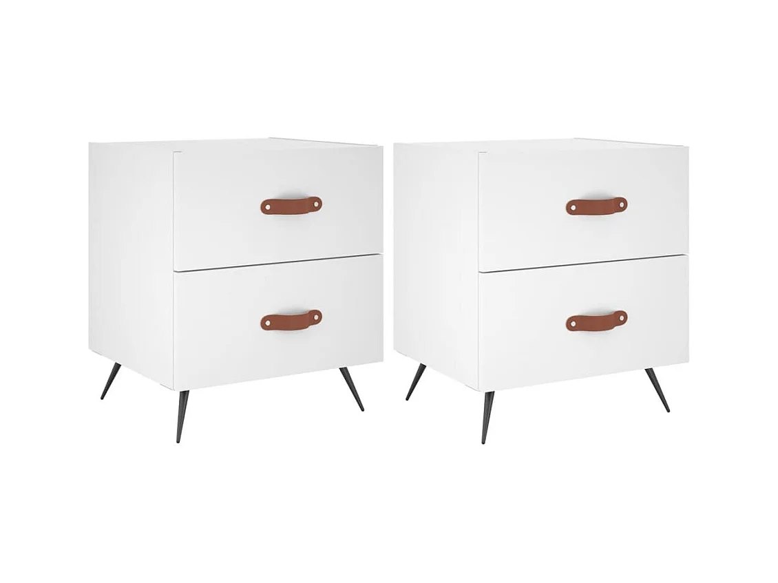 Tables de chevet 2 pcs blanc 40x35x47,5 cm bois d’ingénierie