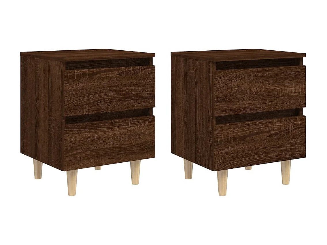 Nachtkastjes houten poten 2 stuks Bruin eiken 40x35x50 cm