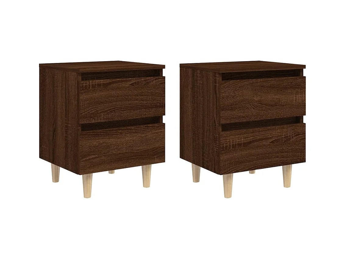 Nachtkastjes houten poten 2 stuks Bruin eiken 40x35x50 cm
