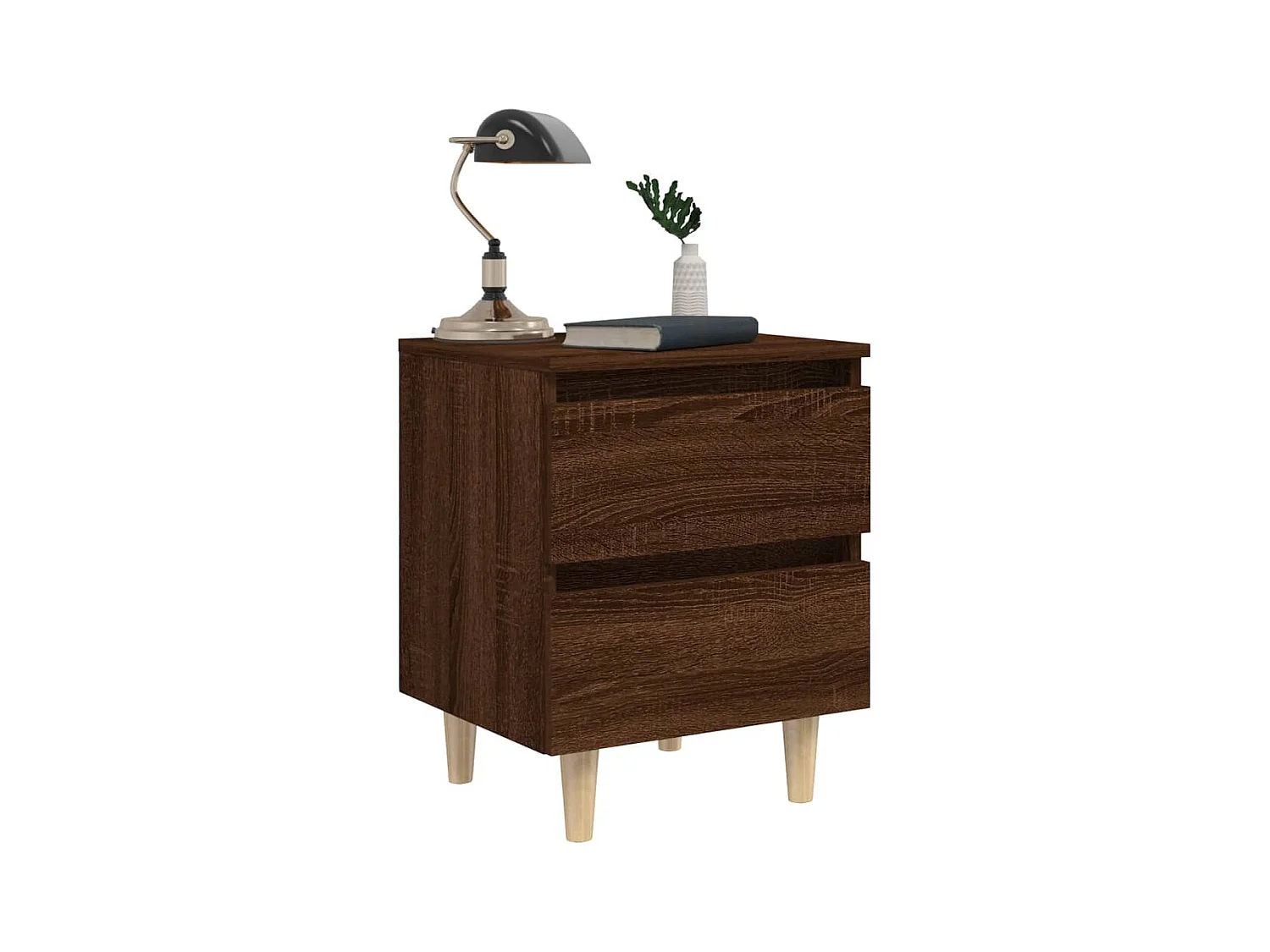Nachttische Holzbeine 2 Stk. Braune Eiche 40x35x50 cm