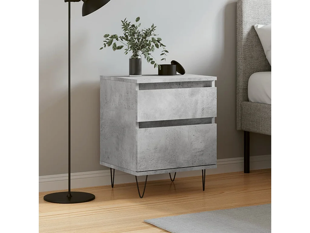 Table de chevet gris béton 40x35x50 cm bois d’ingénierie