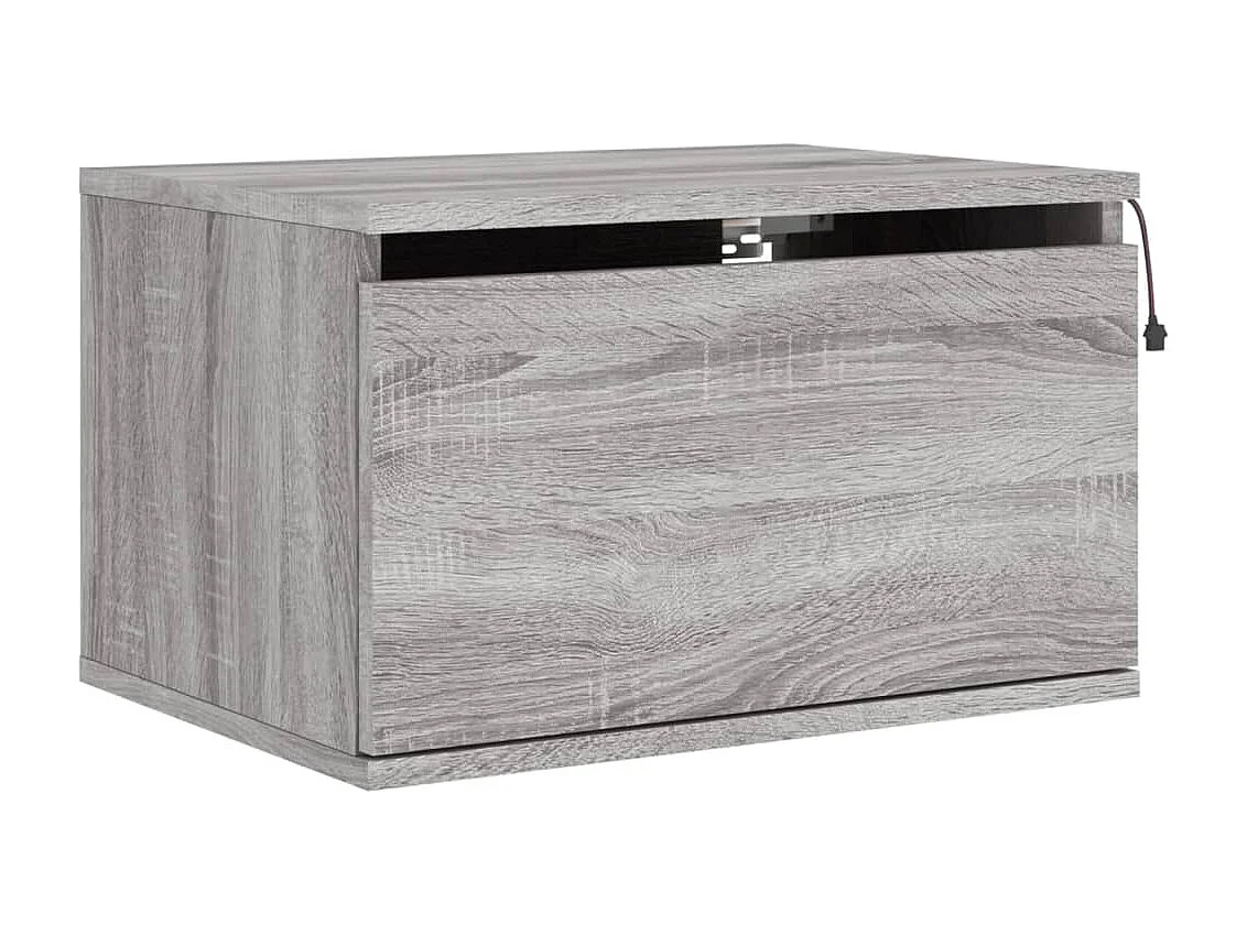 Table de chevet murale avec lumières LED sonoma gris