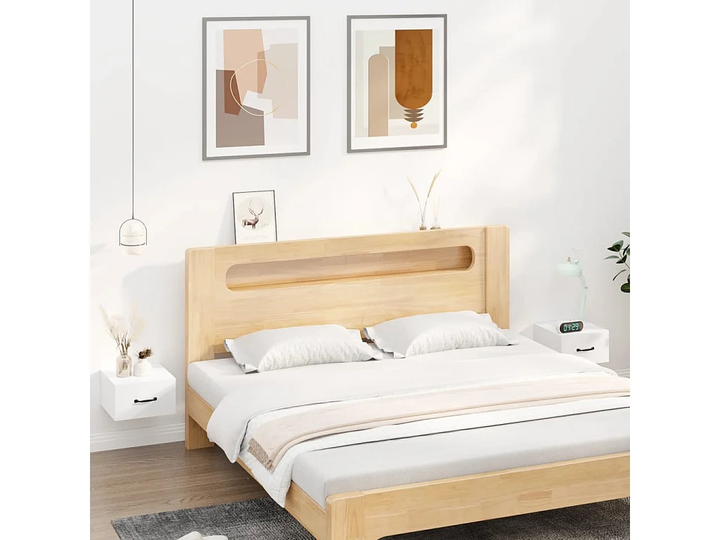 Tables de chevet murales 2 pcs Blanc brillant 35x35x20 cm