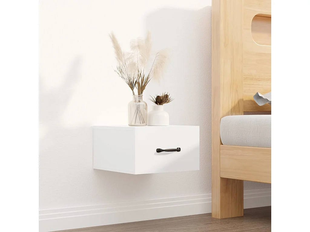 Tables de chevet murales 2 pcs Blanc brillant 35x35x20 cm