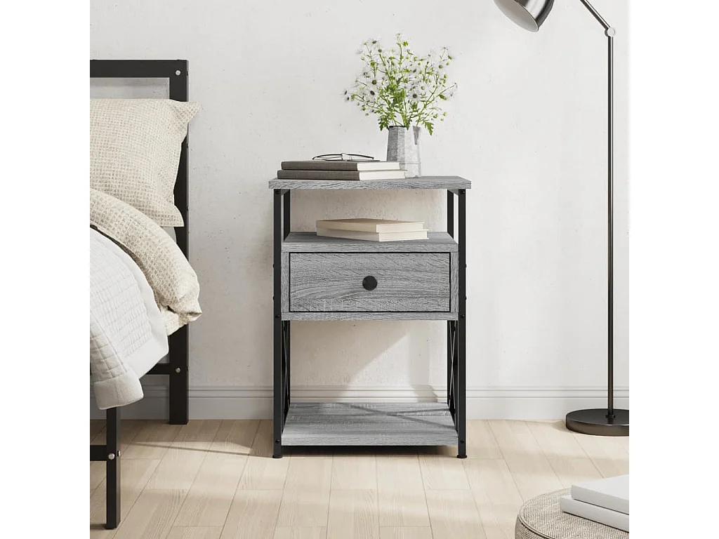 Table de chevet sonoma gris 40x42x55 cm bois d'ingénierie
