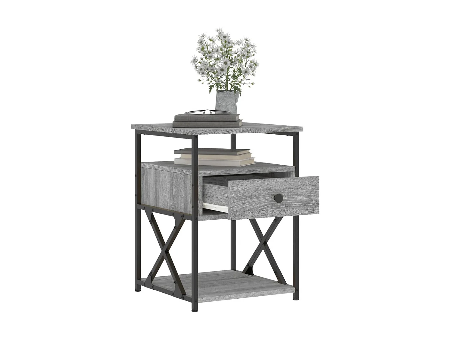 Table de chevet sonoma gris 40x42x55 cm bois d'ingénierie