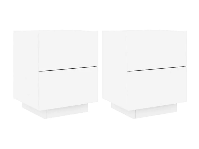 Nachttische und LED-Leuchten, 2 Stück, weißes Holzwerkstoff