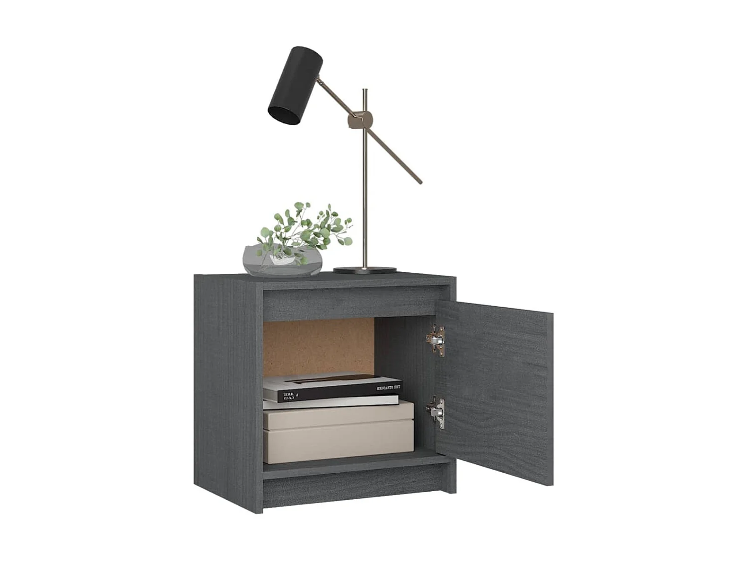 Comodini 2 pz Grigio 40x30,5x40 cm Legno di pino massiccio