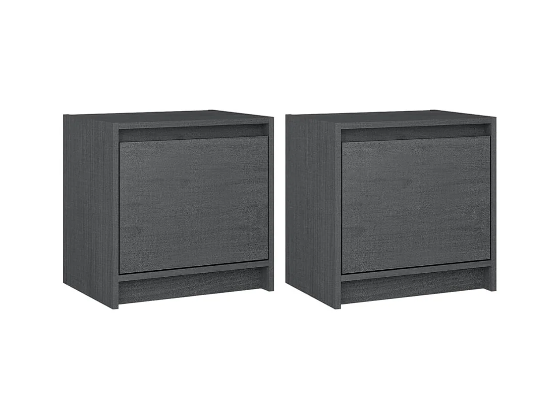 Tables de chevet 2 pcs Gris 40x30,5x40 cm Bois de pin massif