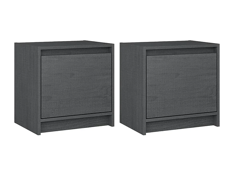Tables de chevet 2 pcs Gris 40x30,5x40 cm Bois de pin massif